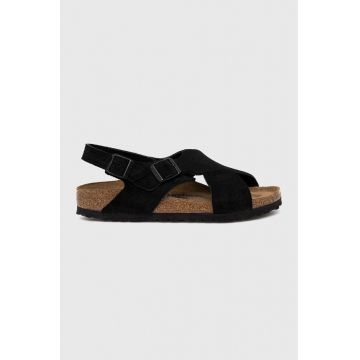 Birkenstock sandale din piele întoarsă Tulum SFB femei, culoarea negru 1024086-black
