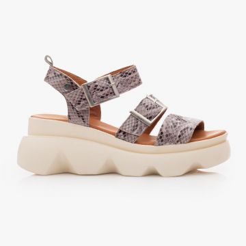 Sandale cu platformă damă din piele naturală - 4208 Gri Print Box