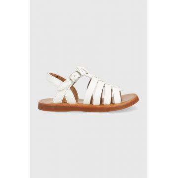 Pom D'api sandale din piele pentru copii culoarea alb