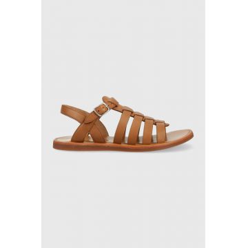 Pom D'api sandale din piele pentru copii culoarea maro