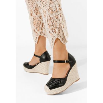 Sandale cu platforma tip espadrile Santorini negre