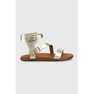 UGG sandale de piele Solivan Strap femei, culoarea auriu, 1128632