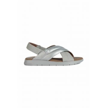 Geox sandale de piele D DANDRA A femei, culoarea gri, cu platforma, D25NNA 0EKAK C1355