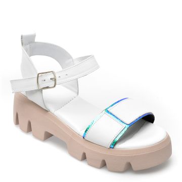 Sandale LABOUR albe, 214583, din piele naturala
