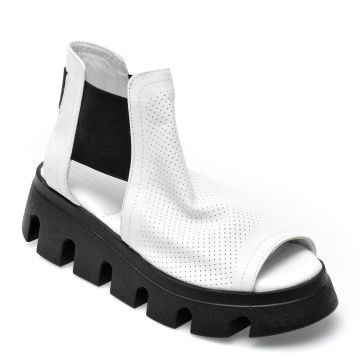 Sandale LABOUR albe, 30008, din piele naturala