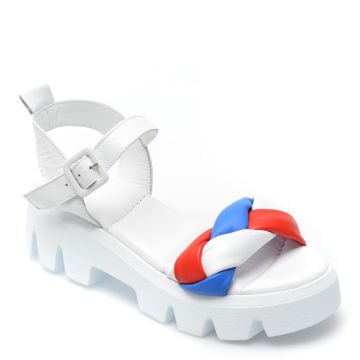 Sandale LABOUR albe, EMK052, din piele naturala