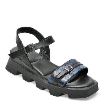 Sandale LABOUR negre, EMK02, din piele naturala