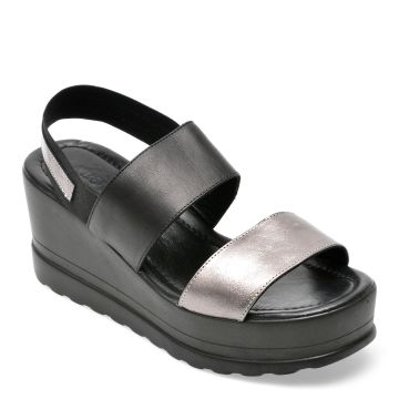Sandale LABOUR negre, EMK102, din piele naturala