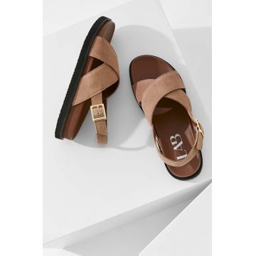 Answear Lab sandale din piele intoarsa femei, culoarea bej