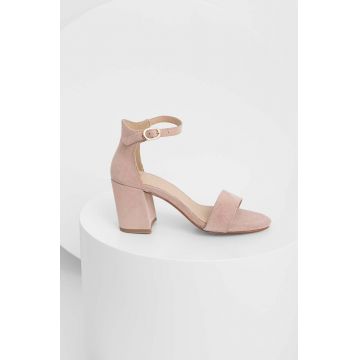 Answear Lab sandale din piele intoarsa culoarea roz