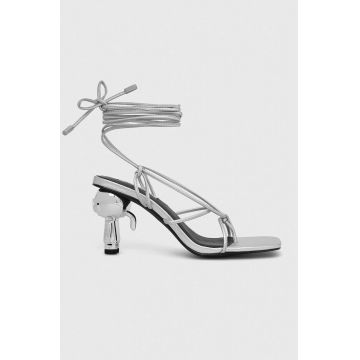 Karl Lagerfeld sandale IKON HEEL culoarea argintiu, KL39025