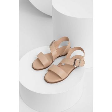 Answear Lab sandale de piele femei, culoarea bej