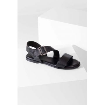 Answear Lab sandale de piele femei, culoarea negru