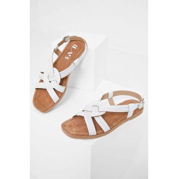 Answear Lab sandale de piele Femei, culoarea alb