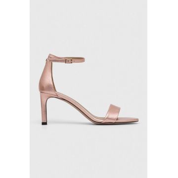 BOSS sandale de piele Jane culoarea auriu, 50492164