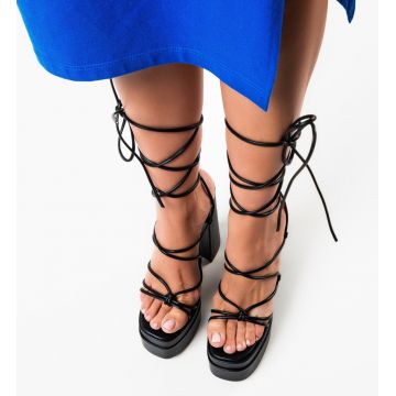 Sandale cu toc French Negre Sandale cu toc French Negre