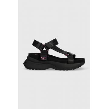 Pepe Jeans sandale VENUS femei, culoarea negru, cu platforma, PLS90571