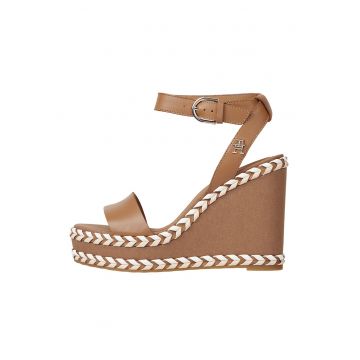 Sandale din piele cu talpa wedge