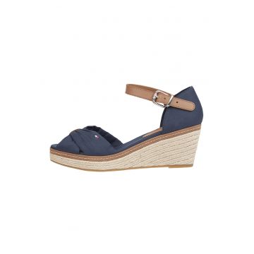 Sandale wedge tip espadrile cu logo mic brodat