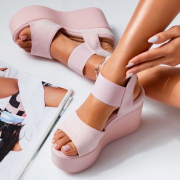 Sandale Dama cu Platforma Katerine Roz #14435 Sandale Dama cu Platforma Katerine Roz #14435