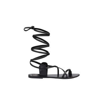 Manebi sandale de piele Tie-Up Leather Sandals femei, culoarea negru, L 7.0 Y0