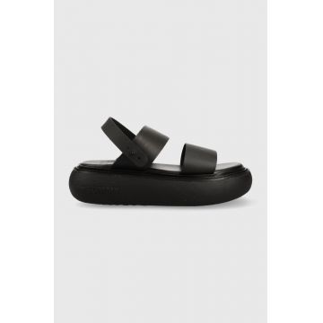 Tommy Jeans sandale VOLUME SANDAL STRIPE femei, culoarea negru, cu platforma, EN0EN02077