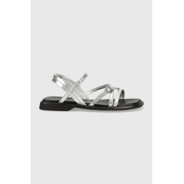 Vagabond sandale de piele Izzy femei, culoarea argintiu, 5513.183.79
