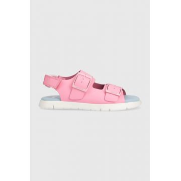 Camper sandale din piele pentru copii culoarea roz