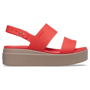 Sandale Crocs Brooklyn Low Wedge Roșu - Flame/Mushroom