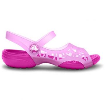 Sandale Crocs copii Adrina Hearts Sandal Roz - Neon Magenta/Carnation