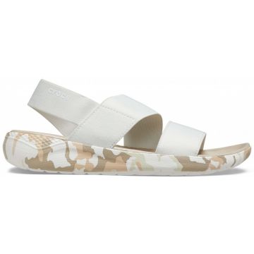 Sandale Crocs LiteRide Printed Camo Stretch Sandal Alb - Almost White