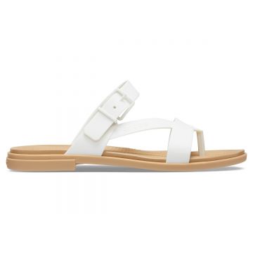 Sandale Crocs Tulum Toe Post Sandal Alb - Oyster/Tan
