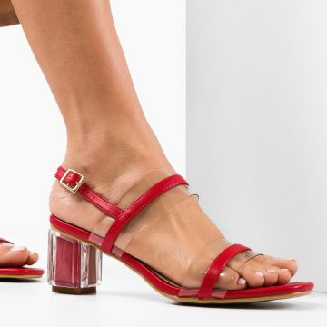 Sandale cu toc Martens Rosii