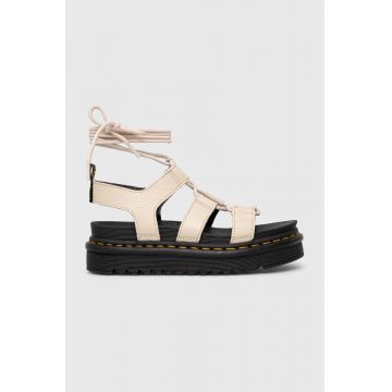 Dr. Martens sandale de piele Nartilla femei, culoarea bej, cu platforma, DM30764292