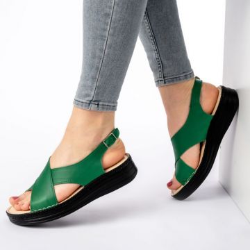 Sandale din piele naturala Nikky verde