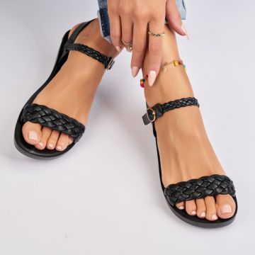 Sandale fara Toc din Piele Ecologica dama Negre Avayah