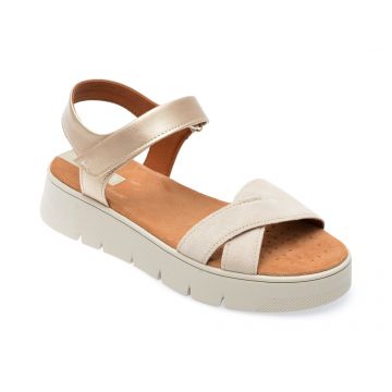 Sandale GEOX albe, D35SCA, din piele ecologica