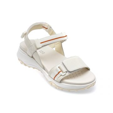 Sandale GEOX albe, D35TBB, din piele naturala