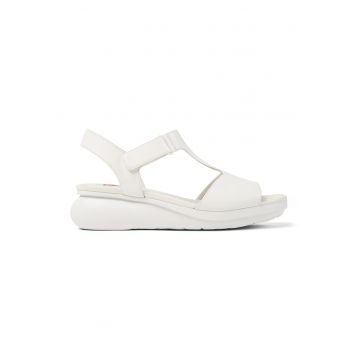 Sandale din piele cu talpa wedge si inchidere velcro