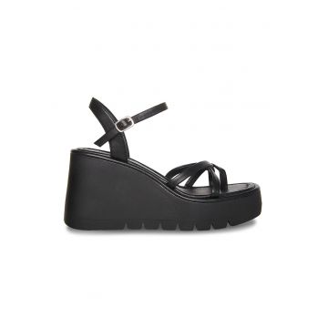 Sandale wedge de piele ecologica