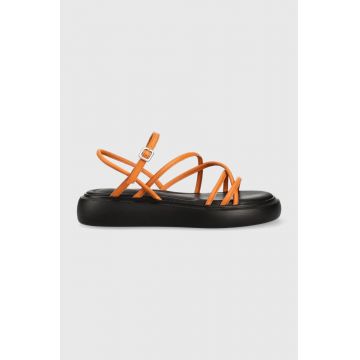 Vagabond sandale de piele Blenda femei, culoarea portocaliu, cu platforma, 5519.801.44