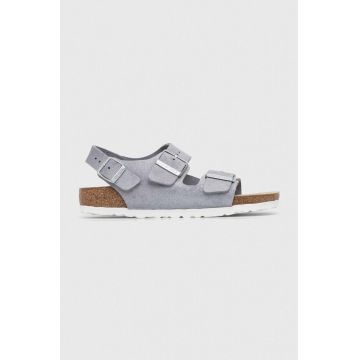 Birkenstock sandale din piele intoarsa Milano Suede femei, culoarea argintiu, 1024233