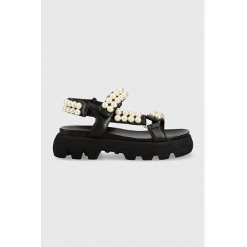 Kennel & Schmenger sandale de piele Skill femei, culoarea negru, cu platforma, 91-47020