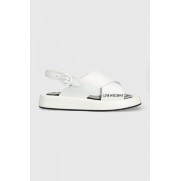 Love Moschino sandale de piele femei, culoarea alb, JA16263G0GIE110A