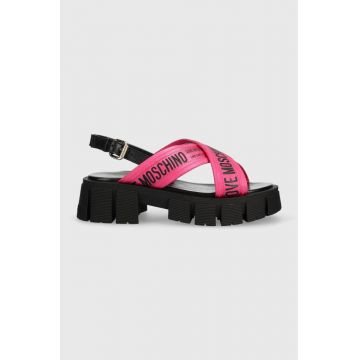 Love Moschino sandale femei, culoarea roz, cu platforma, JA16186G0GIX261A
