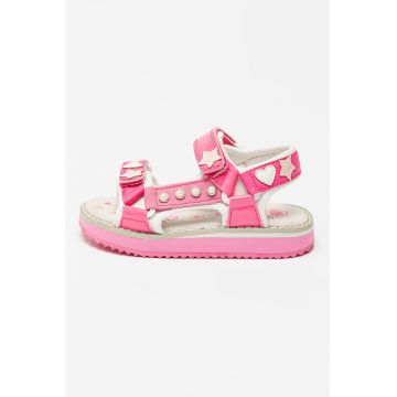 Sandale cu inchidere velcro si inimi cu stele Ariel