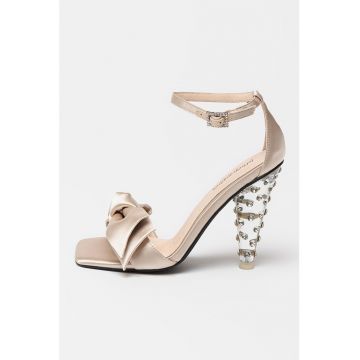 Sandale satinate cu strasuri Queening