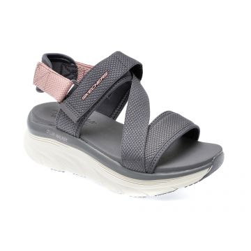 Sandale SKECHERS gri, D LUX WALKER, din material textil