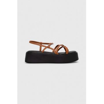 Vagabond Shoemakers sandale de piele COURTNEY femei, culoarea maro, cu platforma, 5334.701.27