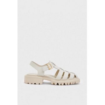 AllSaints sandale de piele femei, culoarea alb, Nessie
